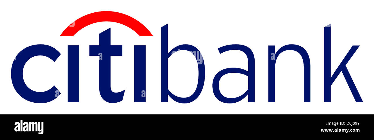 Logo of the American financial service provider Citibank with seat in New York - Subsidiary firm the Citigroup. Stock Photo
