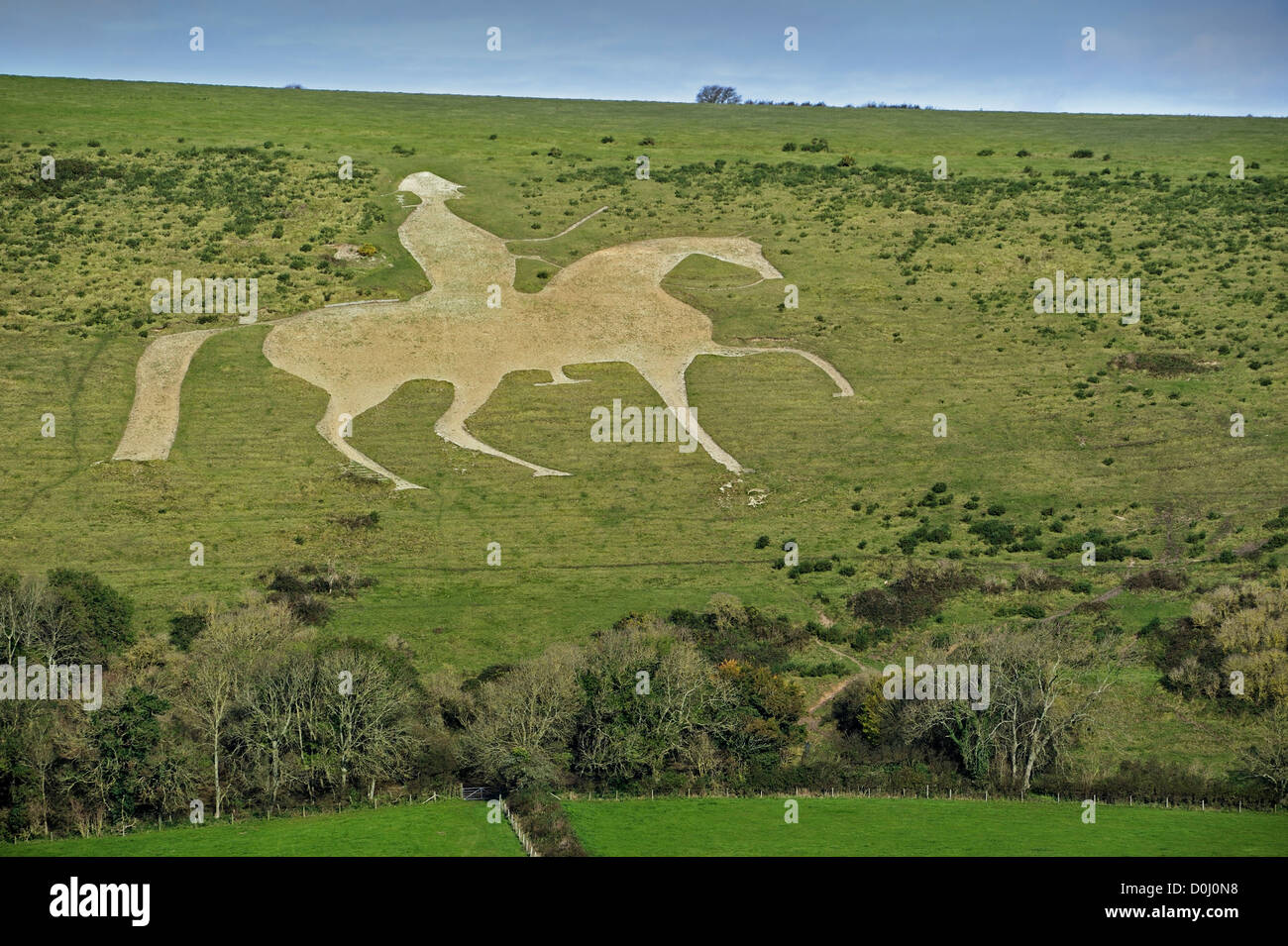 Osmington White Horse, hill figure of III sculpted into limestone hill, Jurassic Coast
