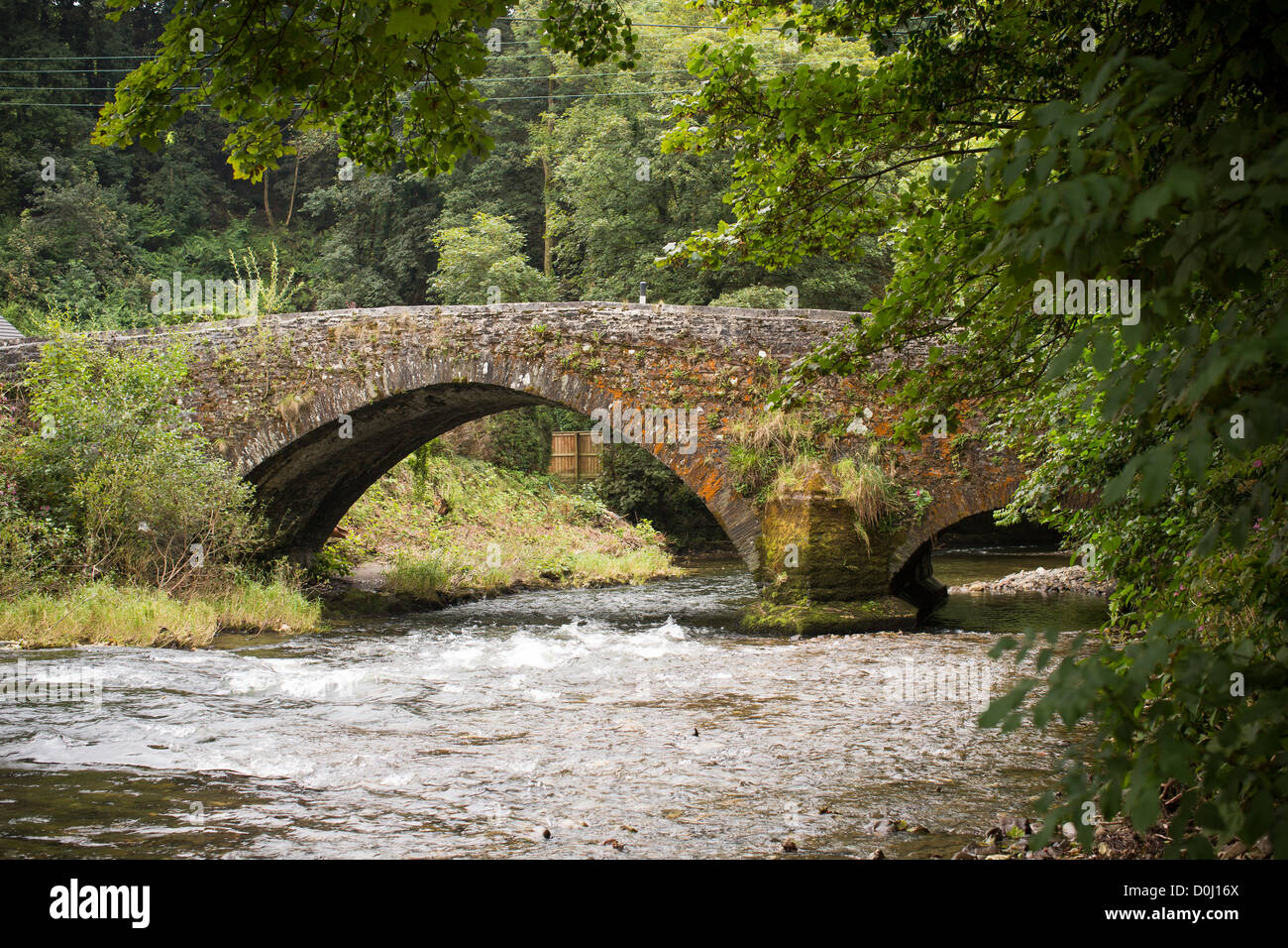 Old stone bridge crossing the River Gwili which runs through Bronwydd