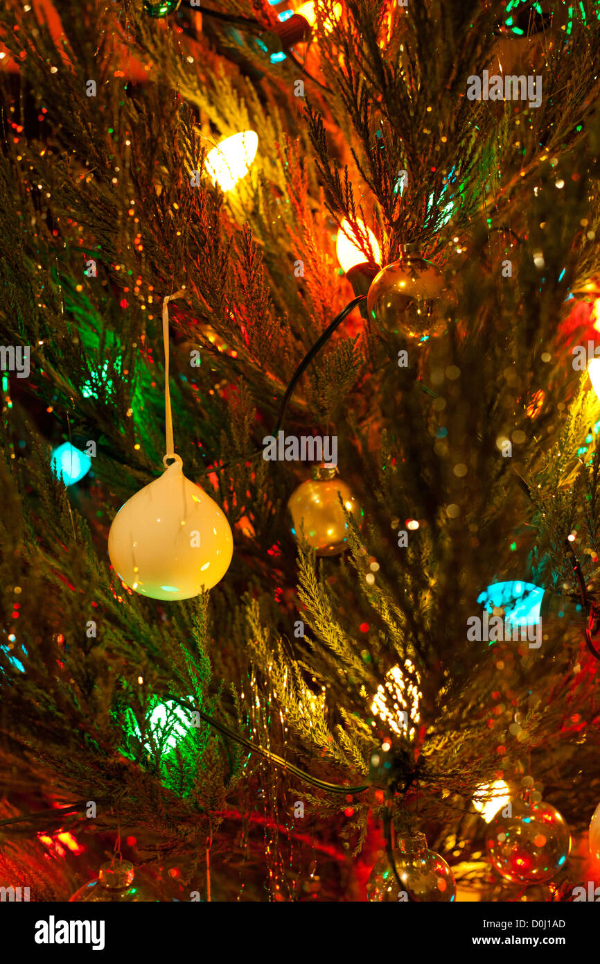 Large Christmas Lights on a Tree Stock Photo Alamy