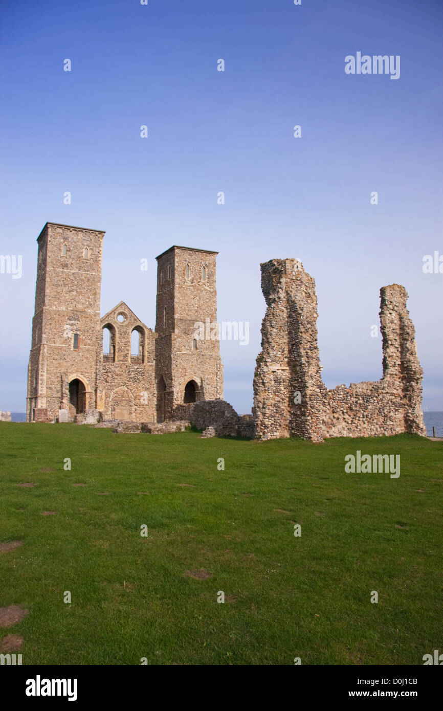 The Reculver Towers on the north coast of Kent. Stock Photo