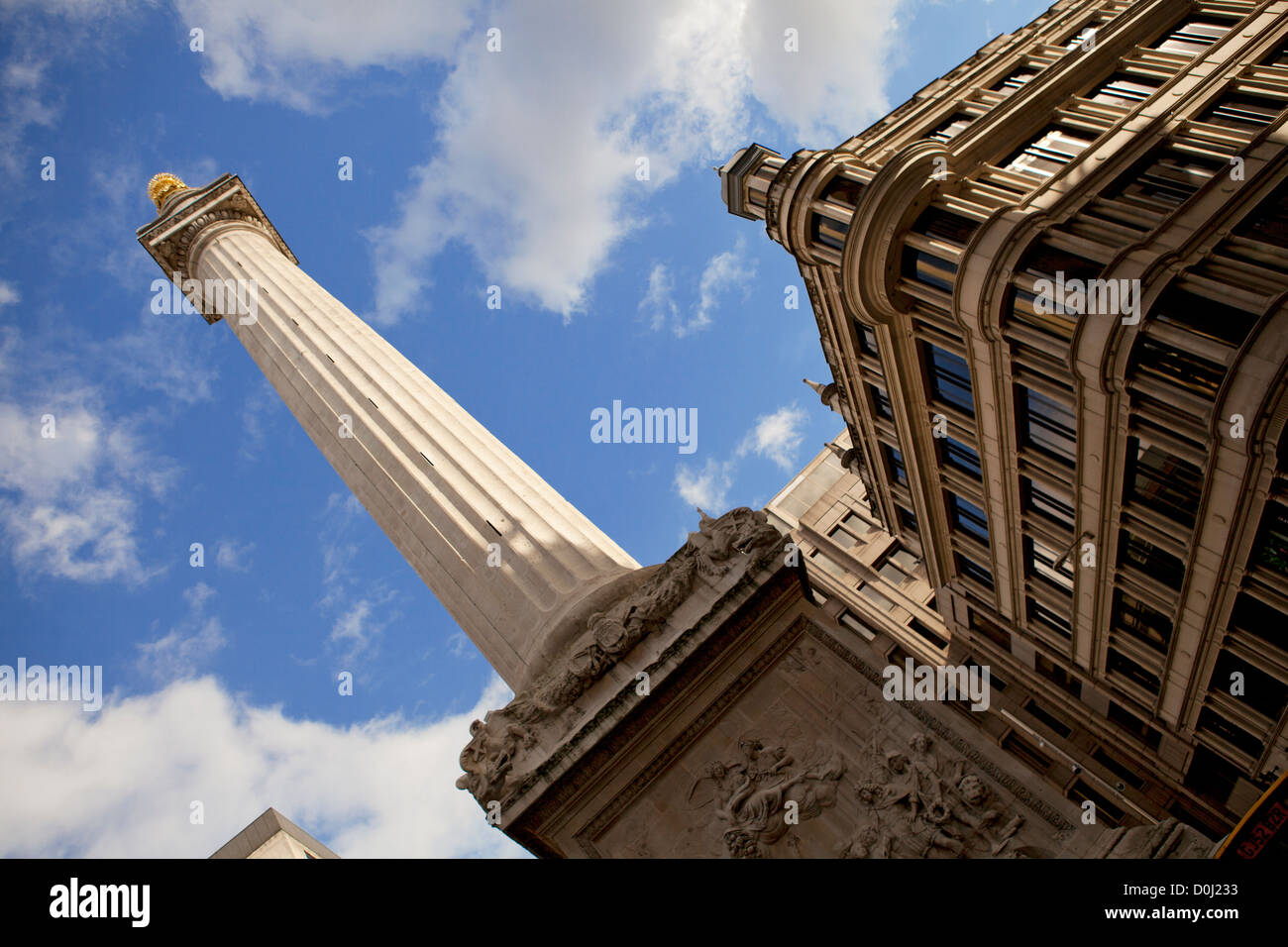 A view of the Monument in central London. Stock Photo