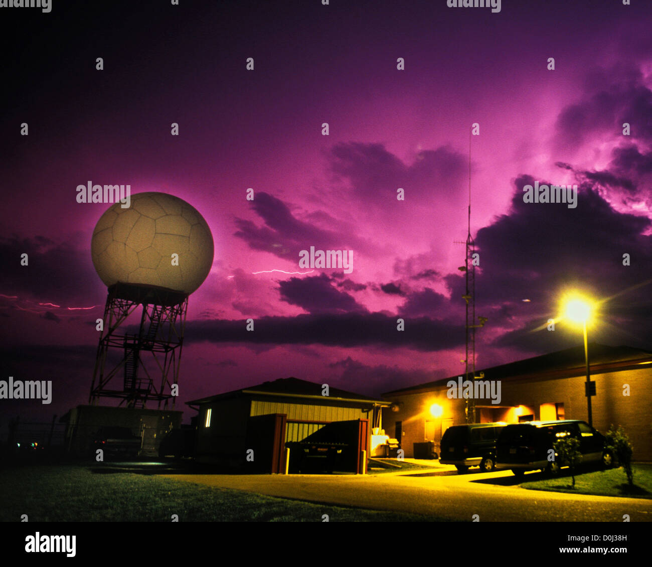 Lightning Over The National Weather Service Station Stock Photo Alamy