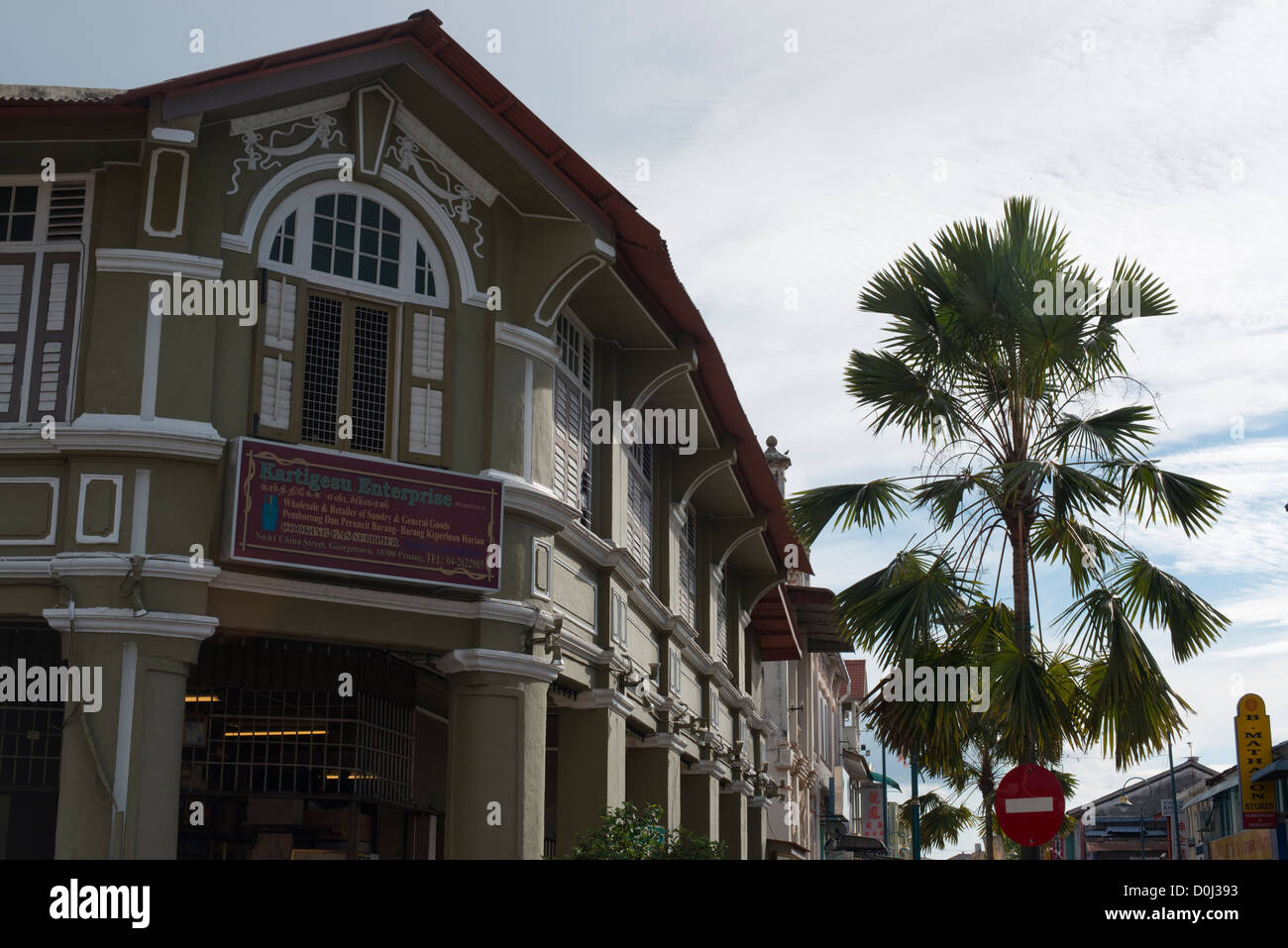 An example of restored British colonial architecture in Georgetown, Penang, Malaysia Stock Photo