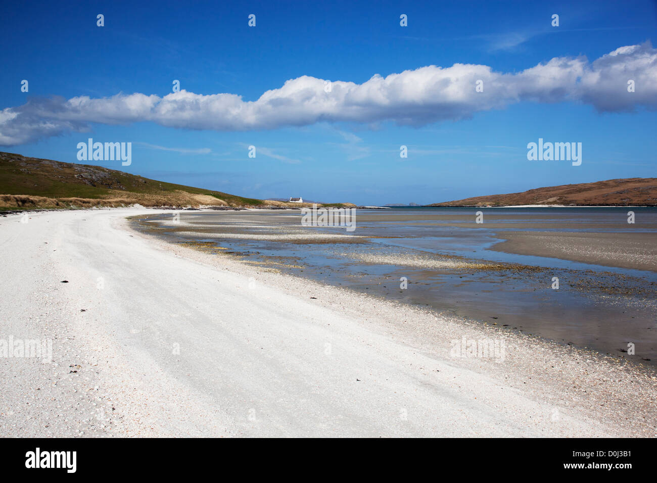 View of Traigh Mhor Cockle Strand on the Isle of Barra. Stock Photo