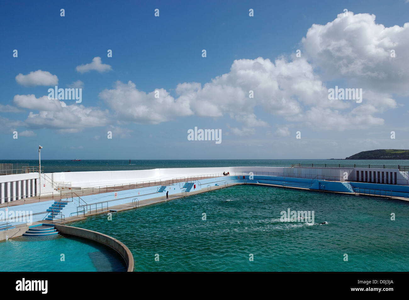 Swimmers in the Jubilee Pool in Penzance. Stock Photo