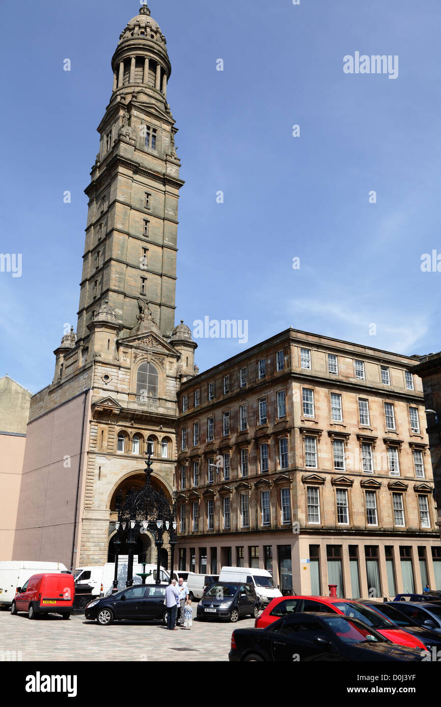 Victoria Tower completed in 1886 on Cathcart Square in Greenock, Inverclyde, Scotland, UK Stock Photo