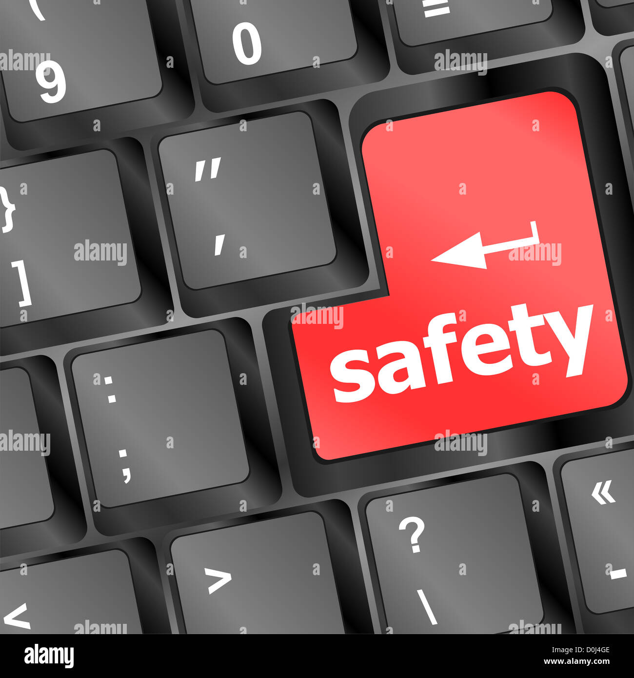 safety first concept with red key on computer keyboard Stock Photo - Alamy