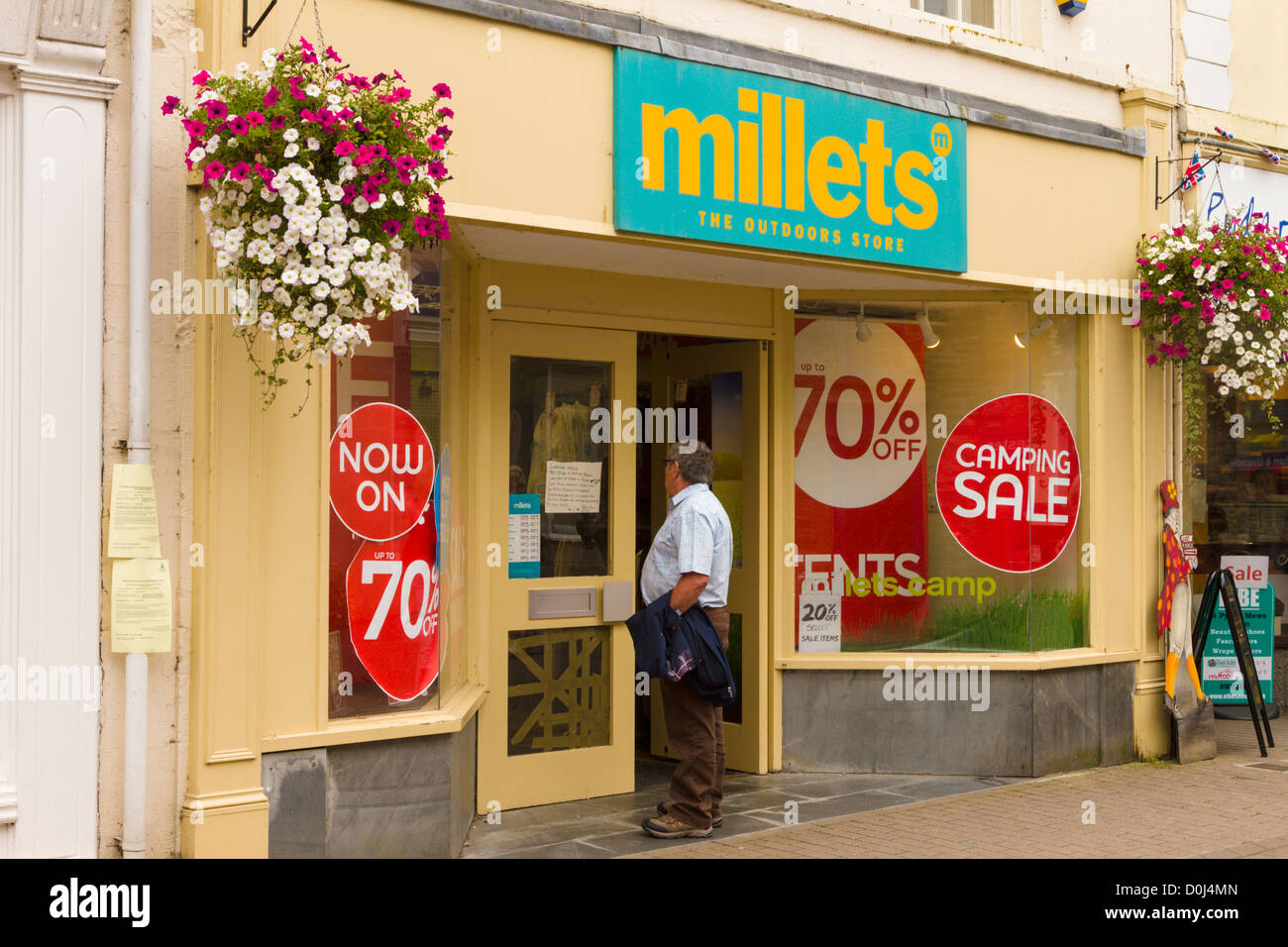 Millets camping sale shop Stock Photo