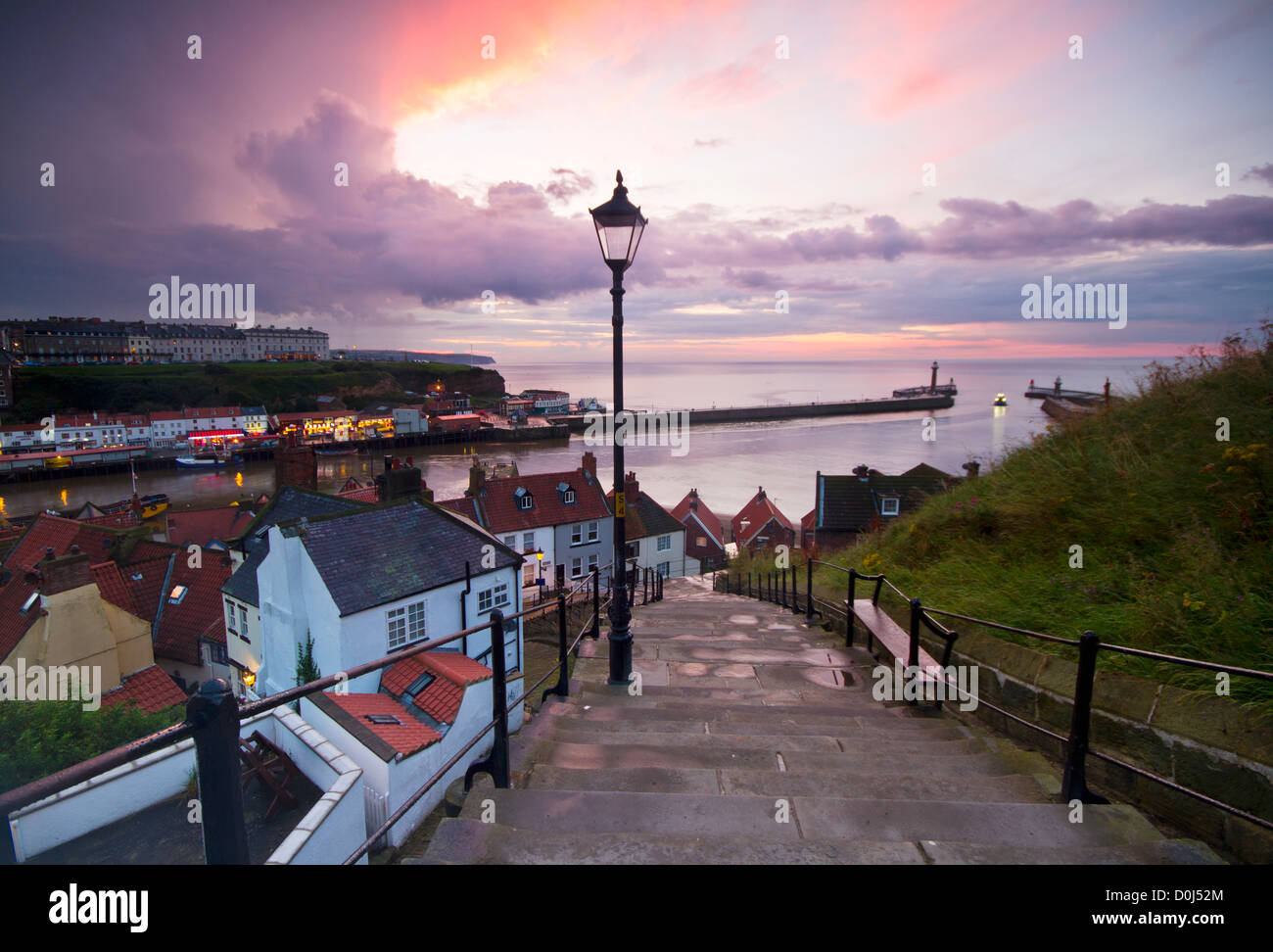 A lamppost on the 199 steps at Whitby. Stock Photo
