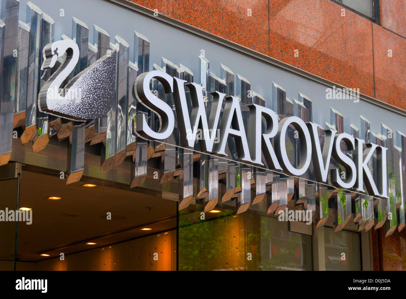 Swarovski sign over shop in Lambton Quay, Wellington, New Zealand. Stock Photo