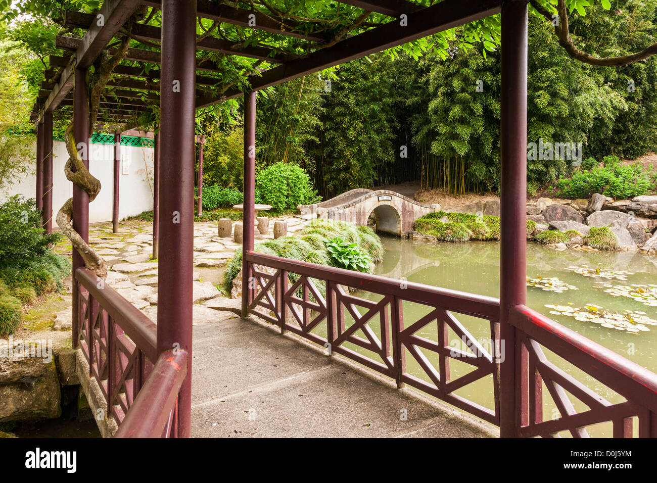 Hamilton Gardens, Waikato, New Zealand, the Chinese Scholar's Garden. Stock Photo