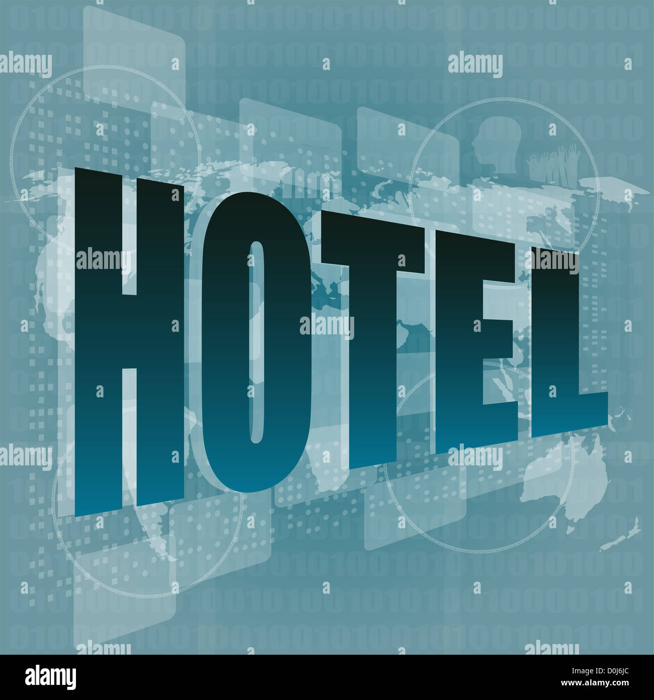 Pixeled word hotel on digital screen - business concept Stock Photo