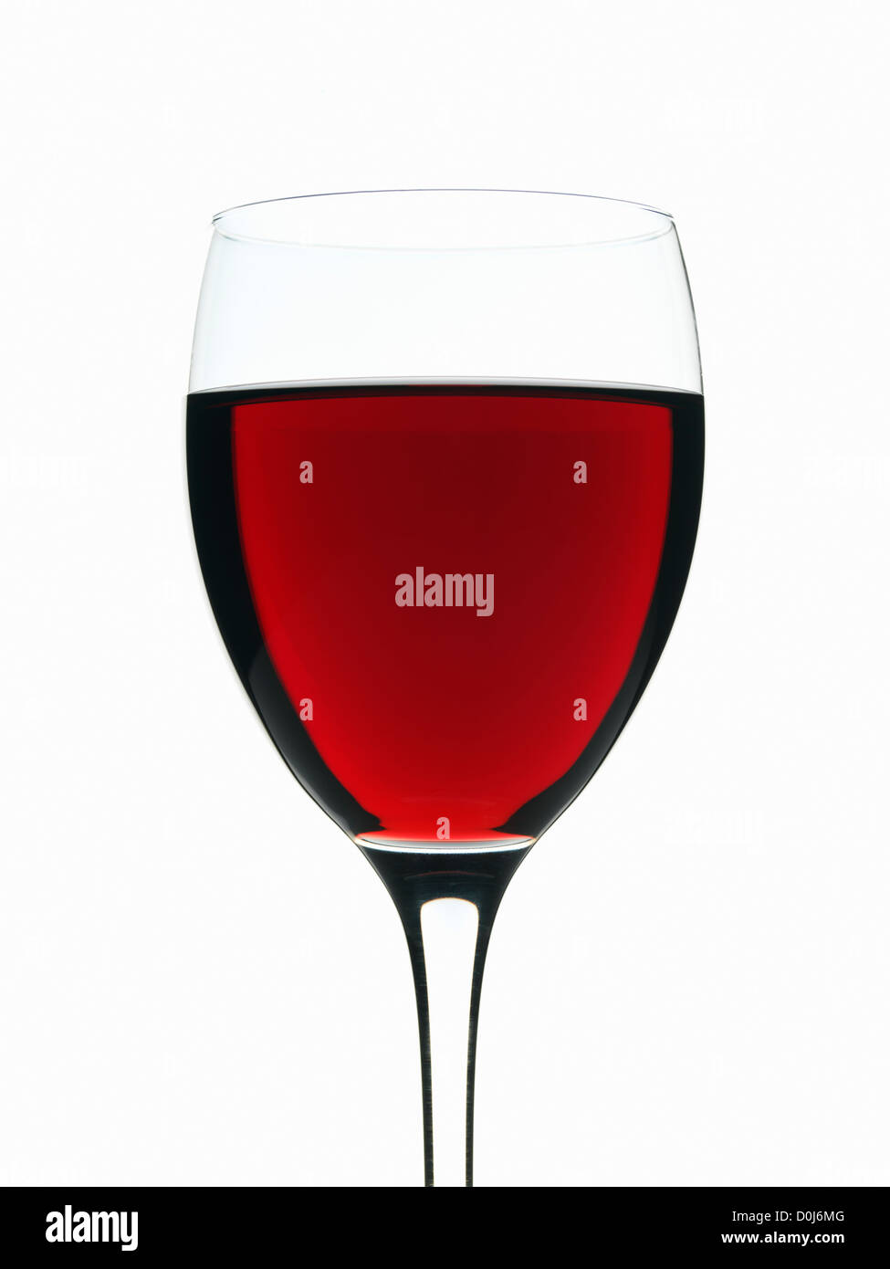 wine glass with red wine against a white background Stock Photo