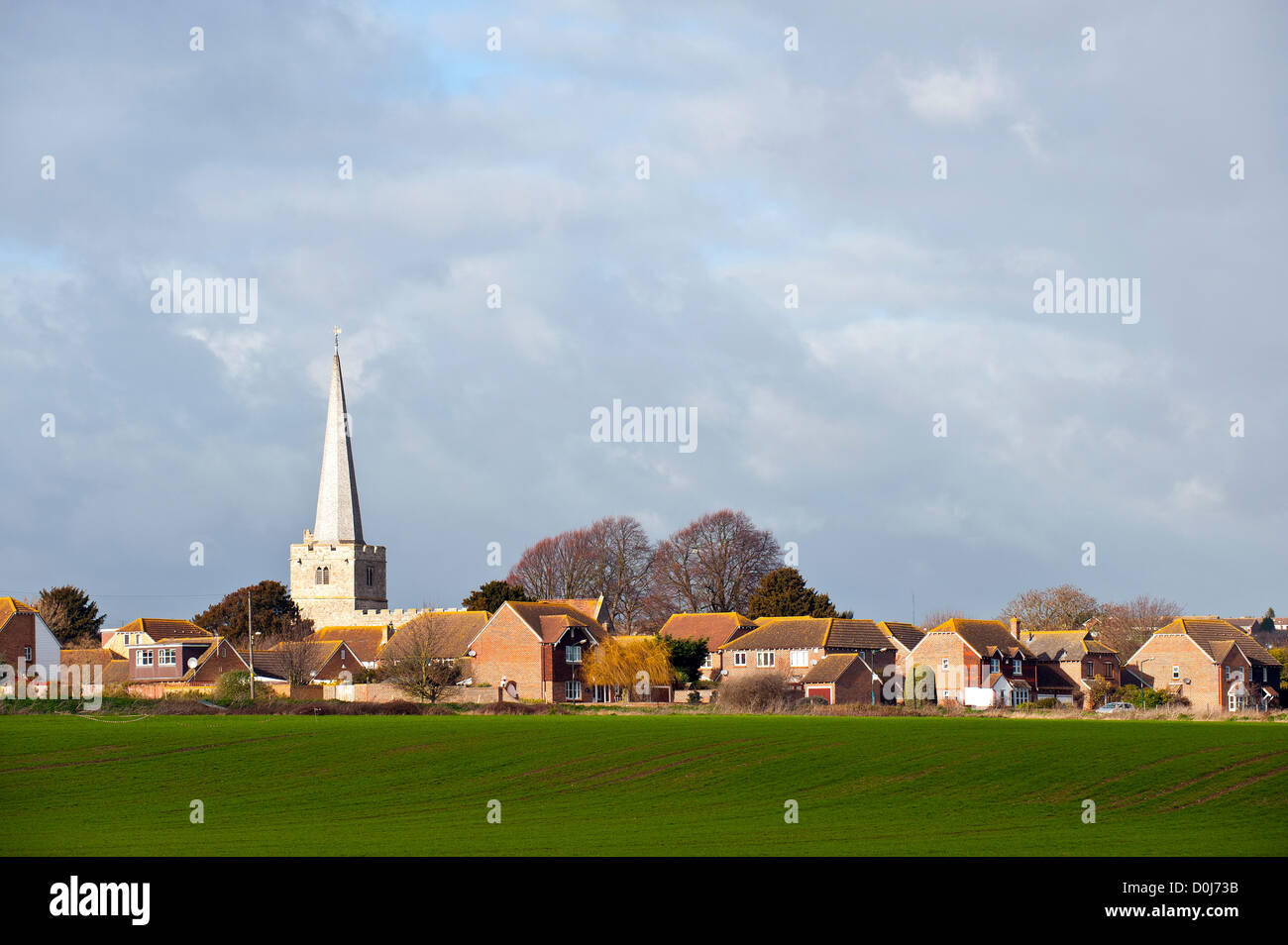 The steeple of a church in the village of Hoo St Werburgh in Kent. Stock Photo