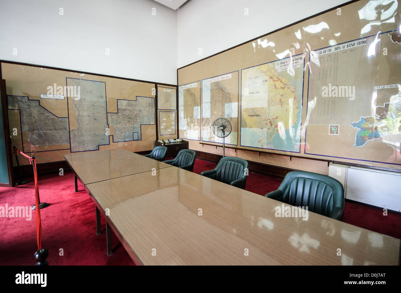 HO CHI MINH CITY, Vietnam - The Map Room in Reunification Palace (the former Presidential Palace) in downtown Ho Chi Minh City (Saigon), Vietnam. The palace was used as the command headquarters of South Vietnam during the Vietnam War. Stock Photo