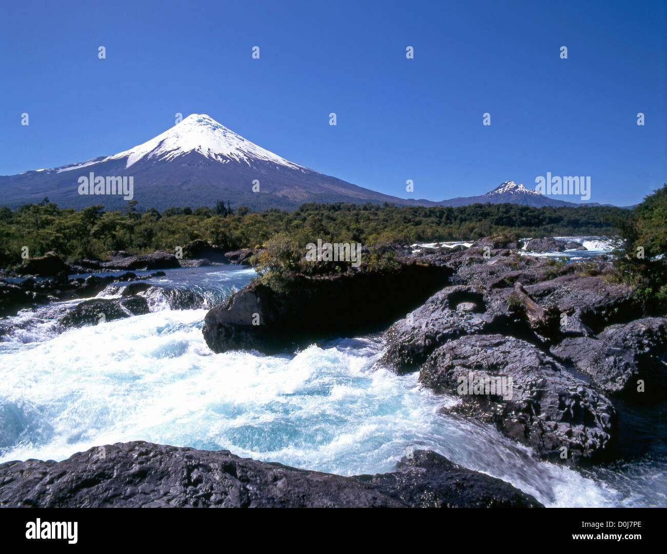 Chile, Lake District, Petrohué Falls, Osorno Volcano Stock Photo Alamy