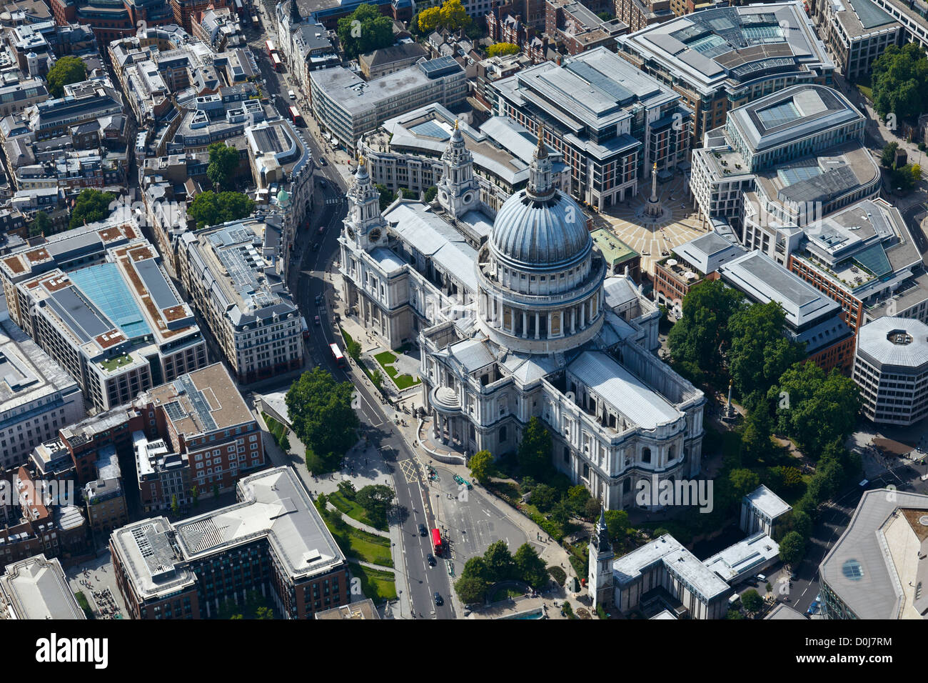 Aerial view of St Paul's Cathedral and surrounding area in London. Stock Photo