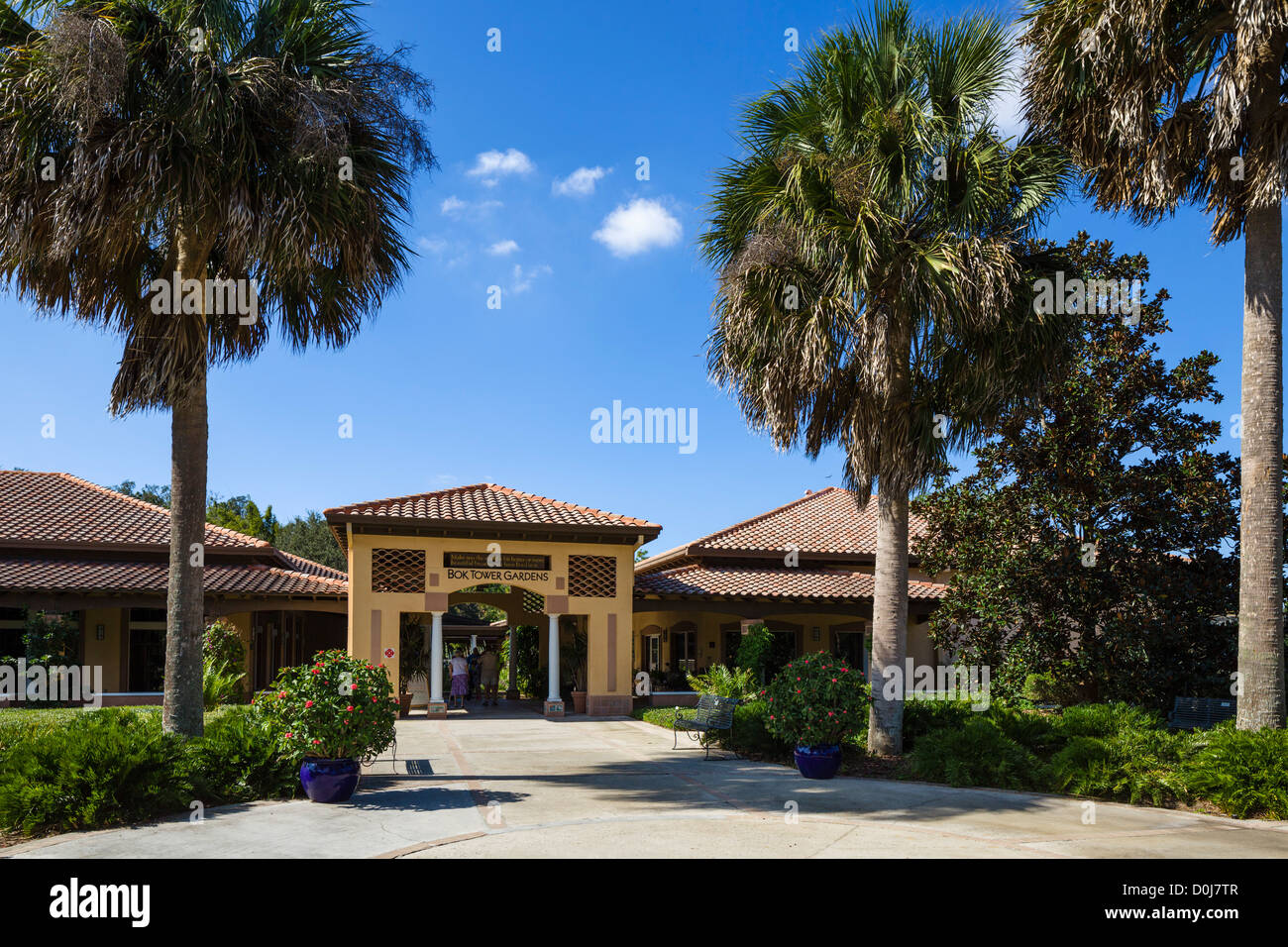 Entrance to Bok Tower Gardens, Lake Wales, Polk County, Central Florida, USA Stock Photo