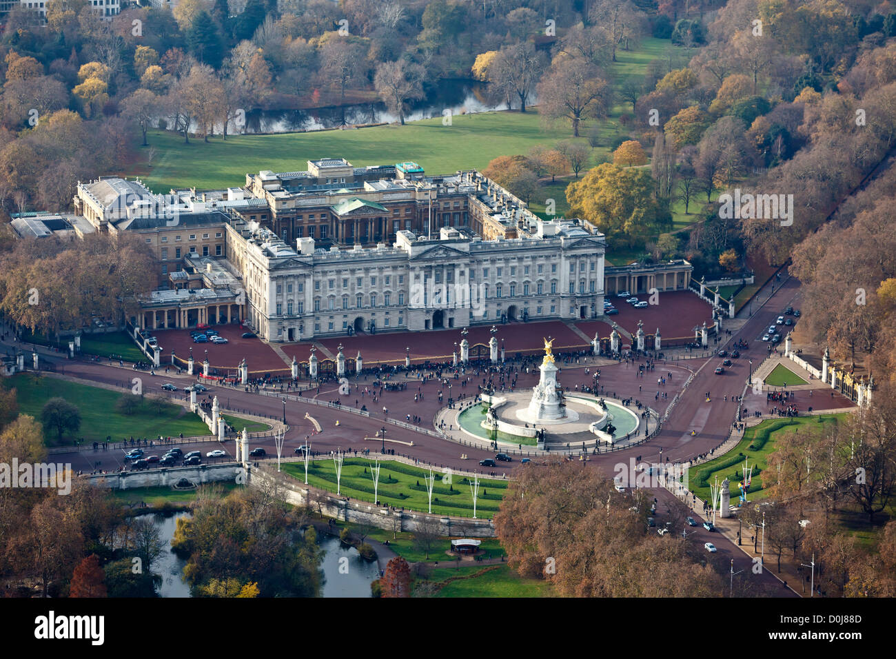 Aerial view of Buckingham Palace in London. Stock Photo