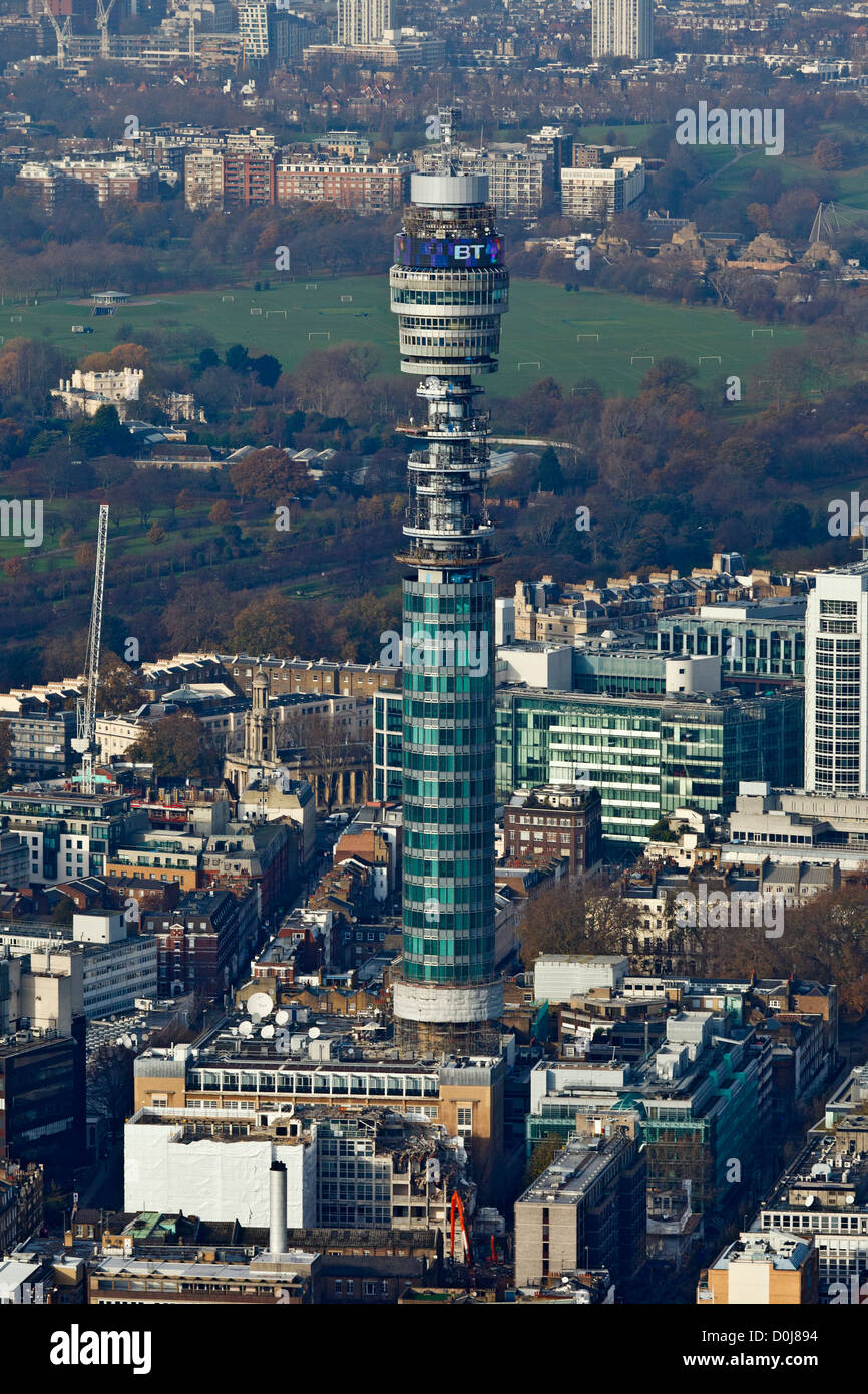 Aerial view of the Telecom Tower in London with Regents Park at the rear  Stock Photo - Alamy