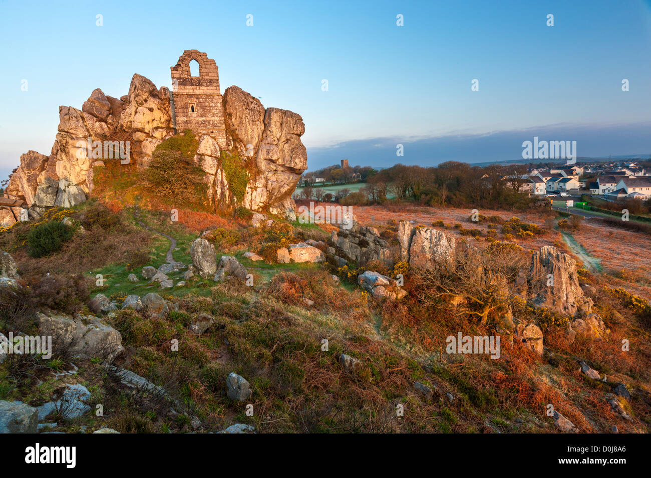 Ruined chapel of St. Michael dating from 1409, Roche rock outcrop. Cornwall, England, United Kingdom, Europe Stock Photo