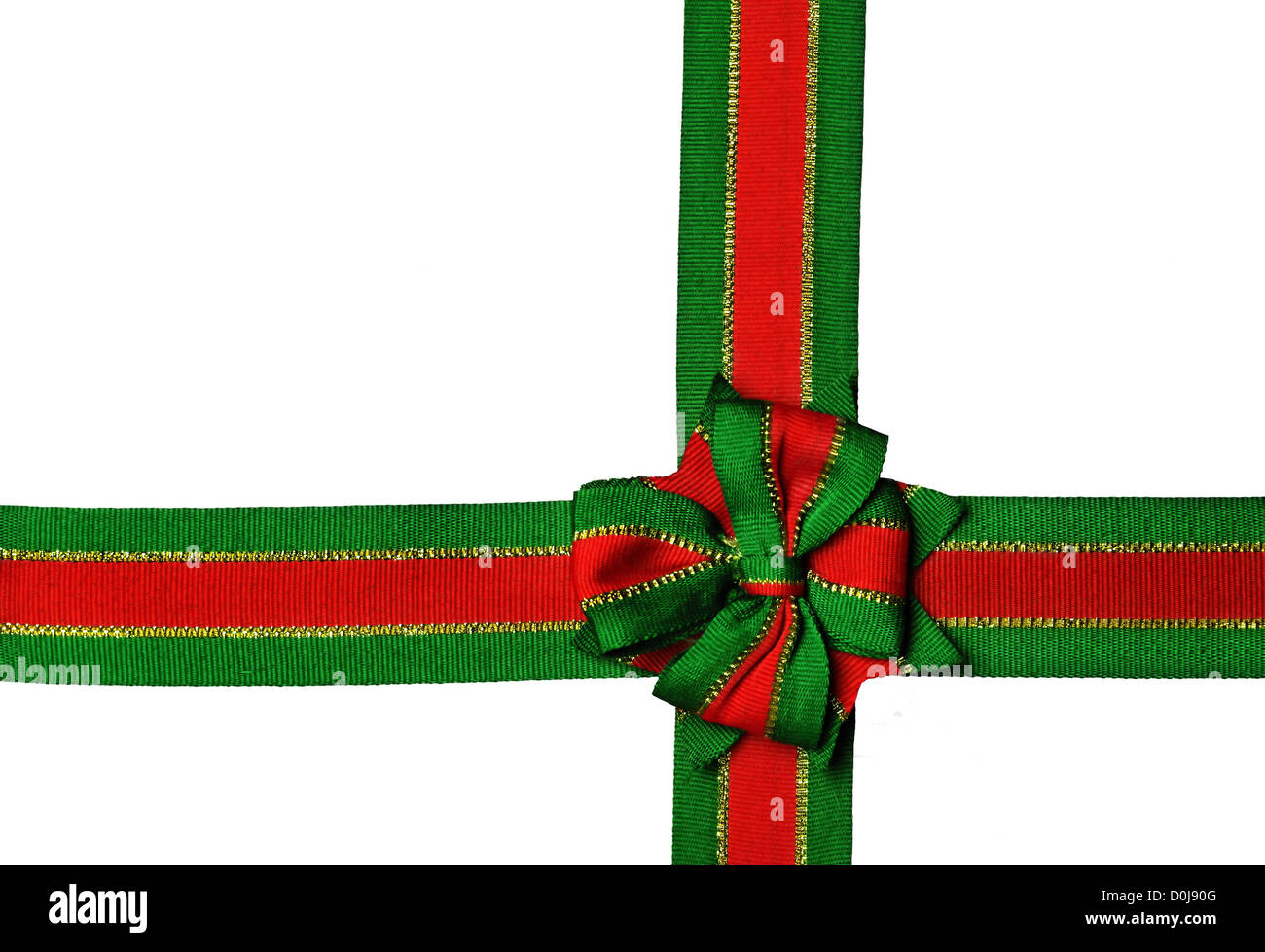 Red and green christmas ribbon Stock Photo