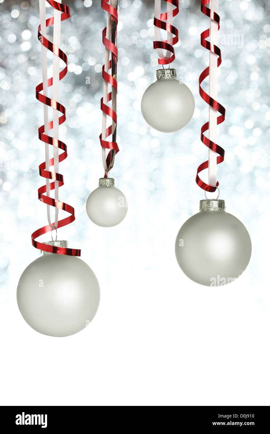 Hanging Christmas ornaments Stock Photo