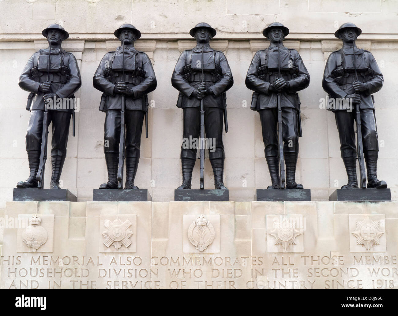 A war memorial to the Household Division on Horseguard's Parade in London. Stock Photo