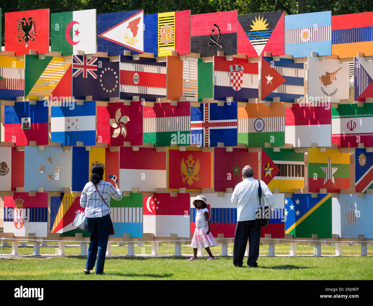 Flags of all nations in Parliament Square. Stock Photo