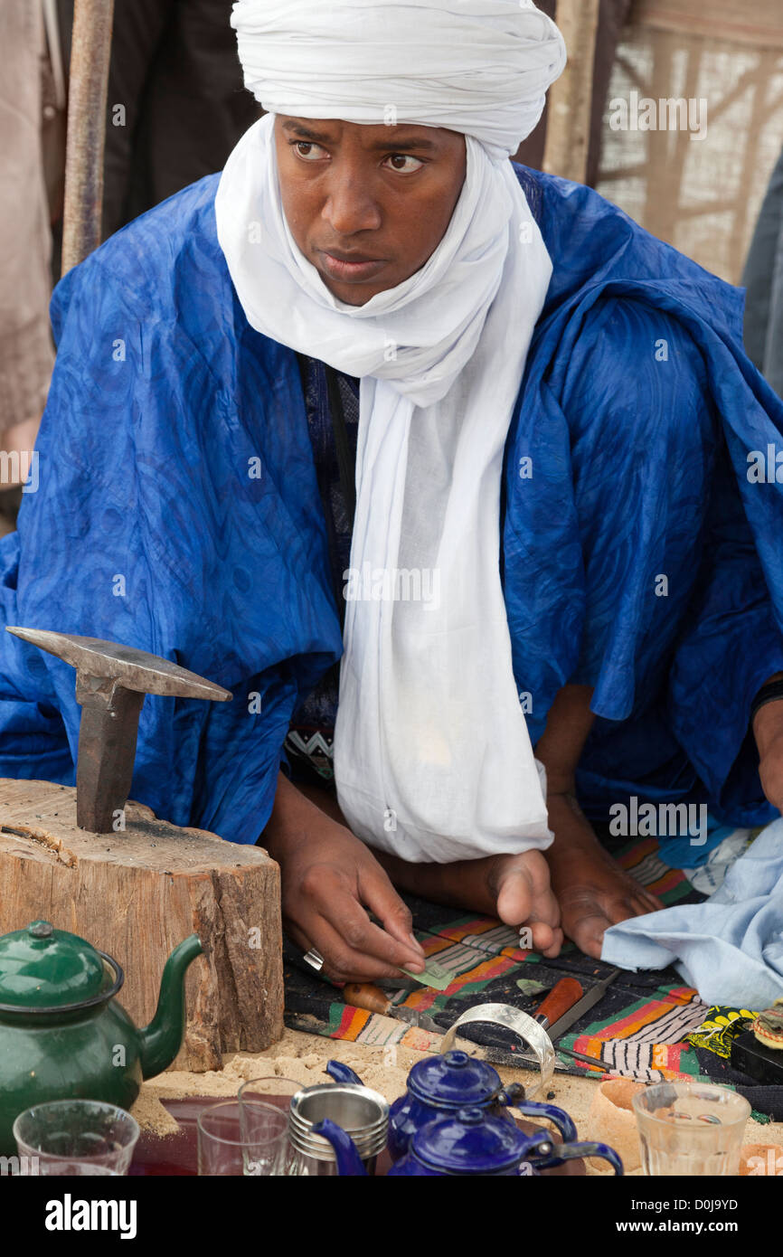 A Somali jewellery artisan at work at the Waterperry Arts in Action Festival. Stock Photo