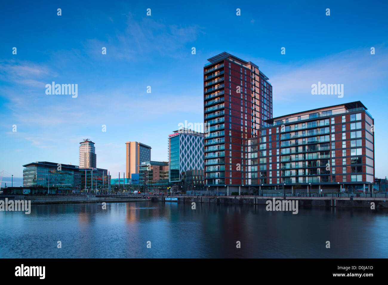 Media City UK complex located on the Salford Quays in the city of Salford near Manchester Old Trafford. Stock Photo