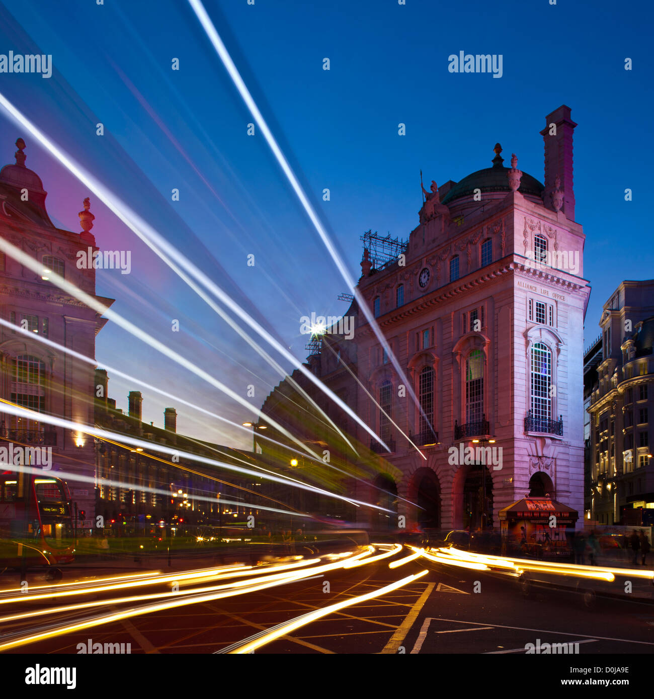 Piccadilly Circus located in the West End of London. Stock Photo