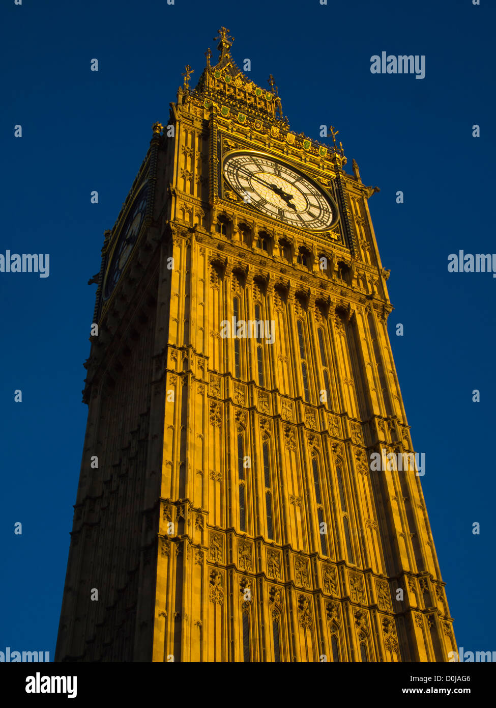 Looking up at Big Ben in Westminster. Stock Photo