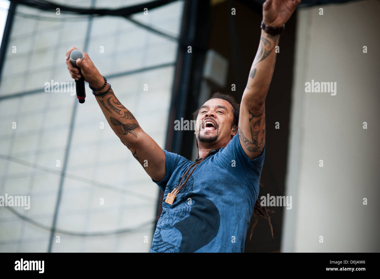 Michael Franti & Spearhead performing at the Taste of Chicago, July 13, 2012. MAX HERMAN/ALAMY Stock Photo