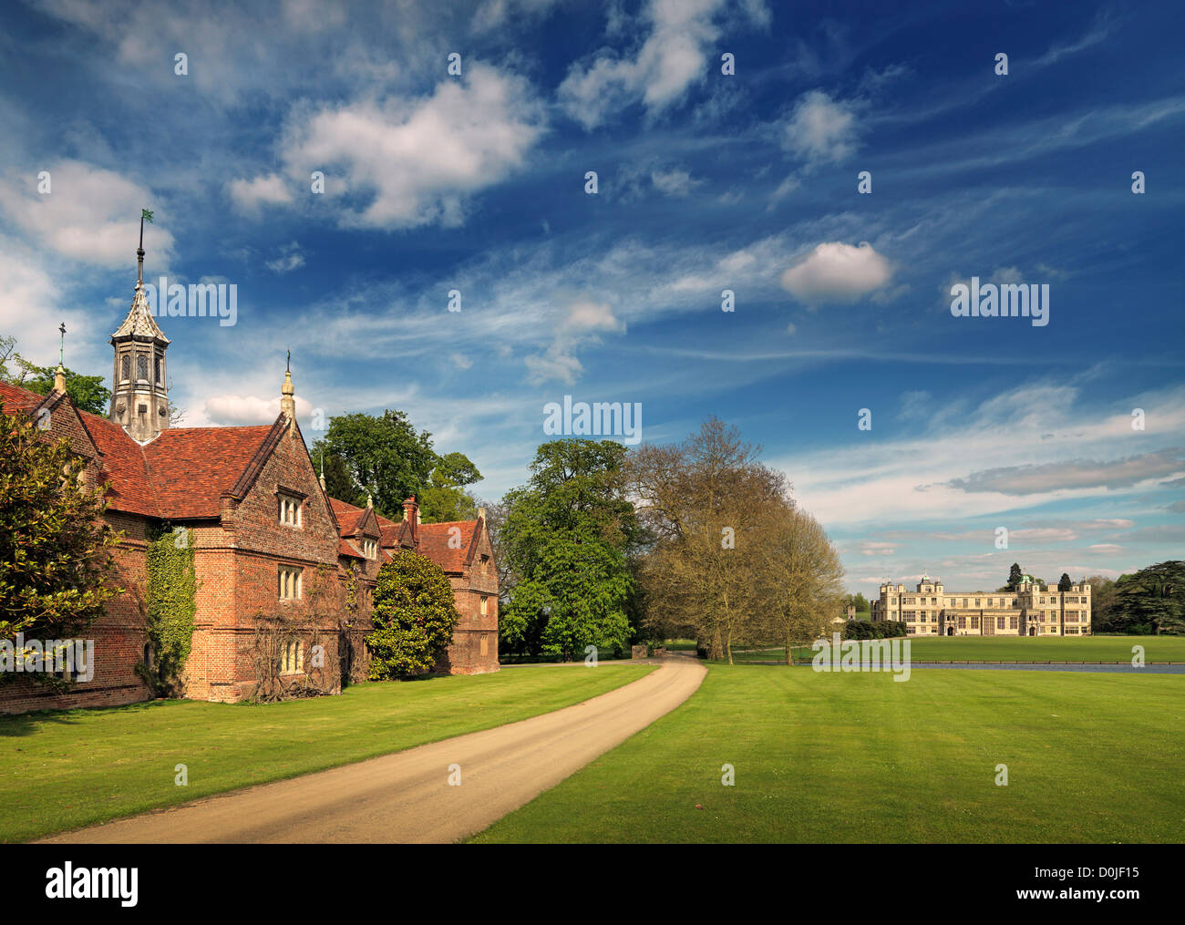 Distant view of the early 17th-century country house at Audley End. Stock Photo