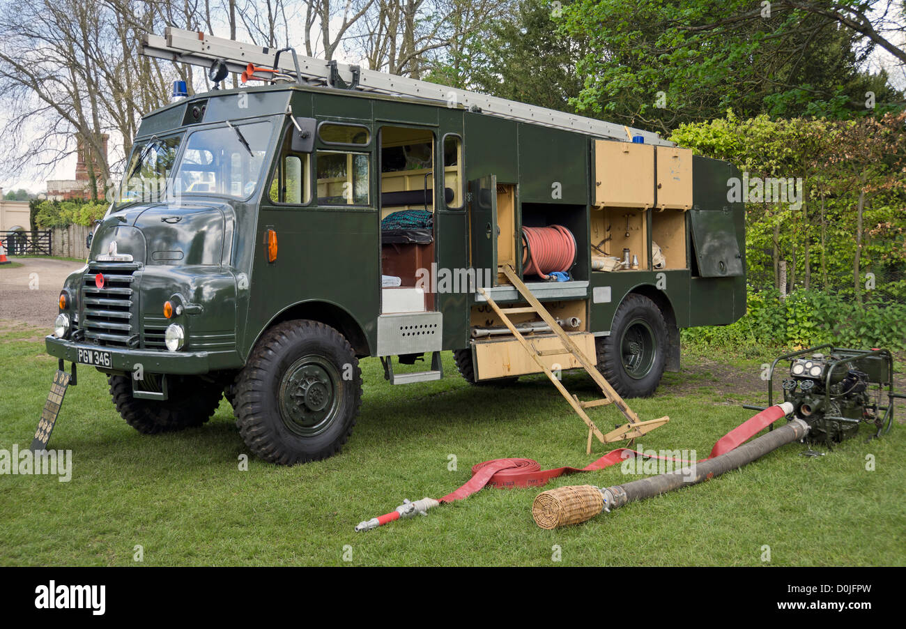 Bedford Green Goddess Fire Engine displayed at a show in Essex. Stock Photo