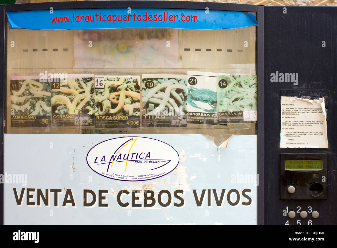Spanish Fishing Bait Vending Machine Stock Photo Alamy