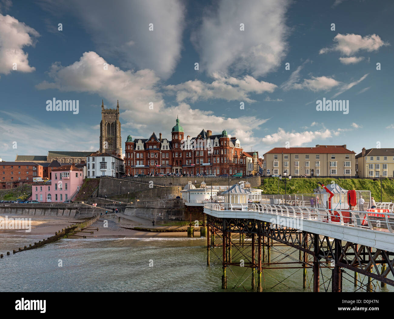Looking back up the pier at Cromer in Norfolk. Stock Photo
