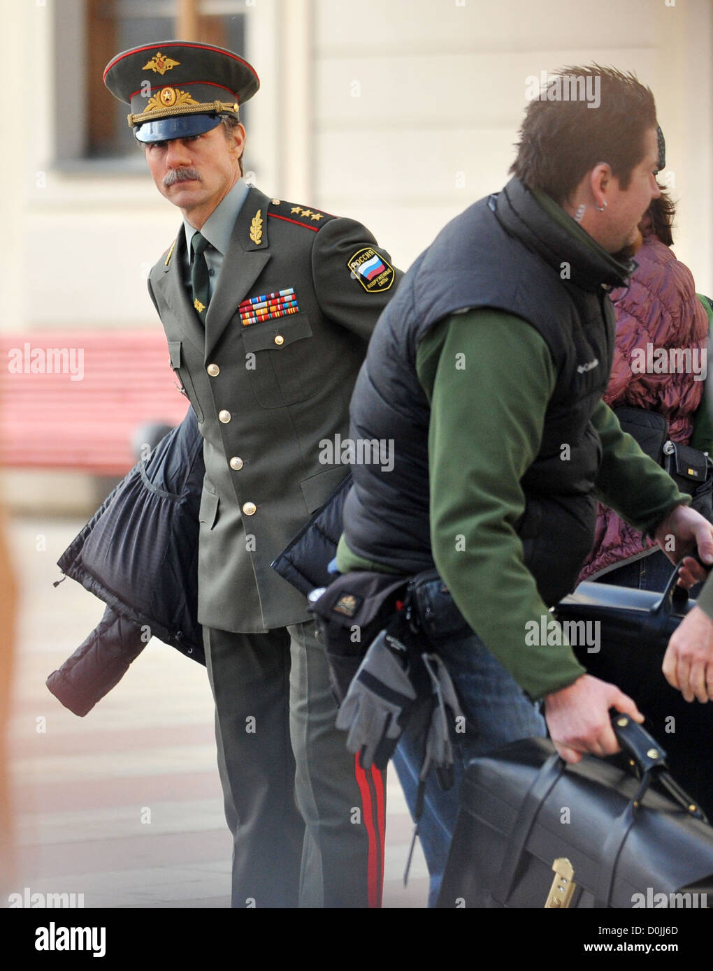 Tom Cruise Tom Cruise and Simon Pegg filming the fourth 'Mission:  Impossible' movie at Prague Castle Prague Czech Republic Stock Photo - Alamy