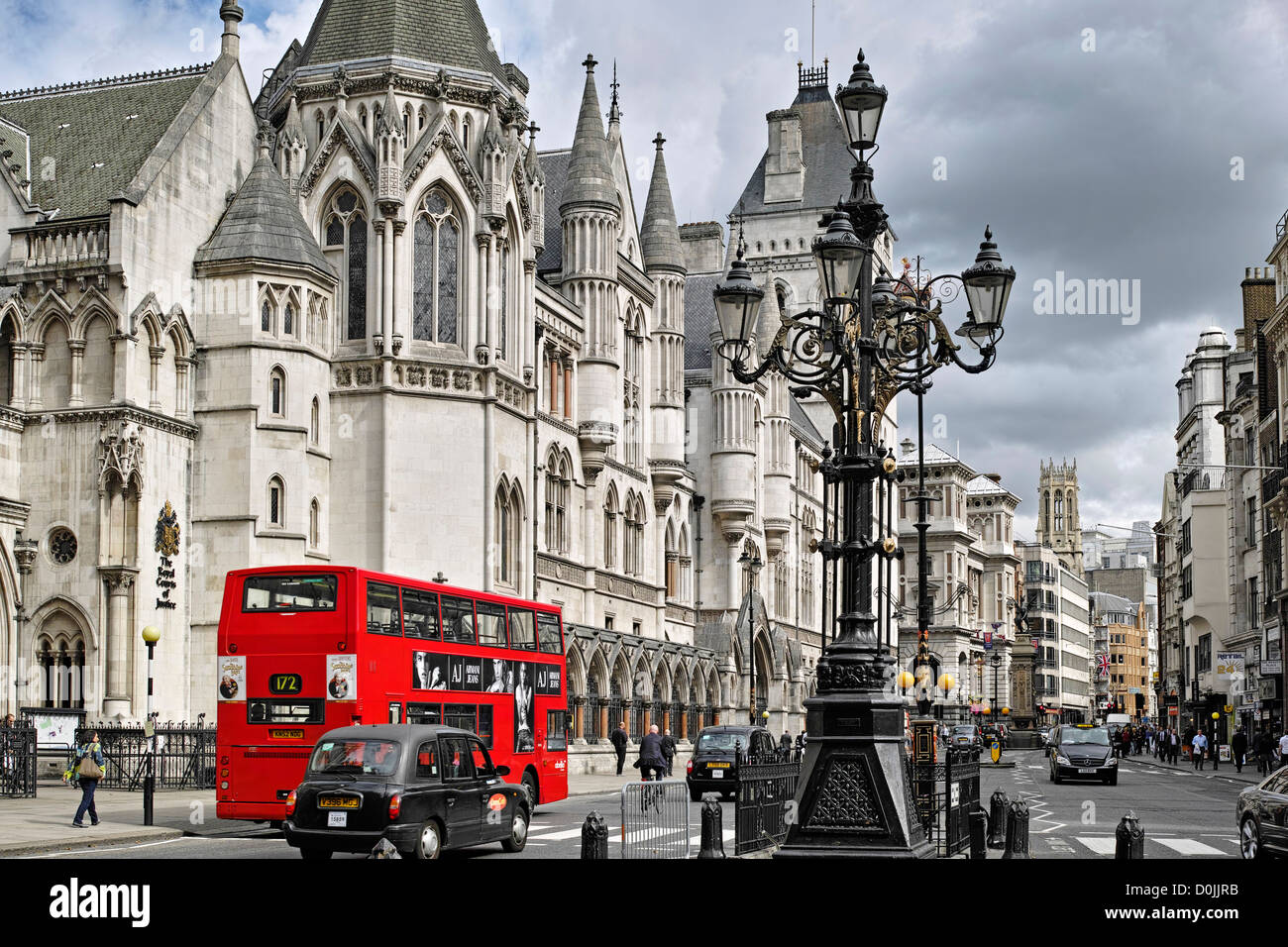 View from the Royal Courts down to Fleet Street from the Strand. Stock Photo