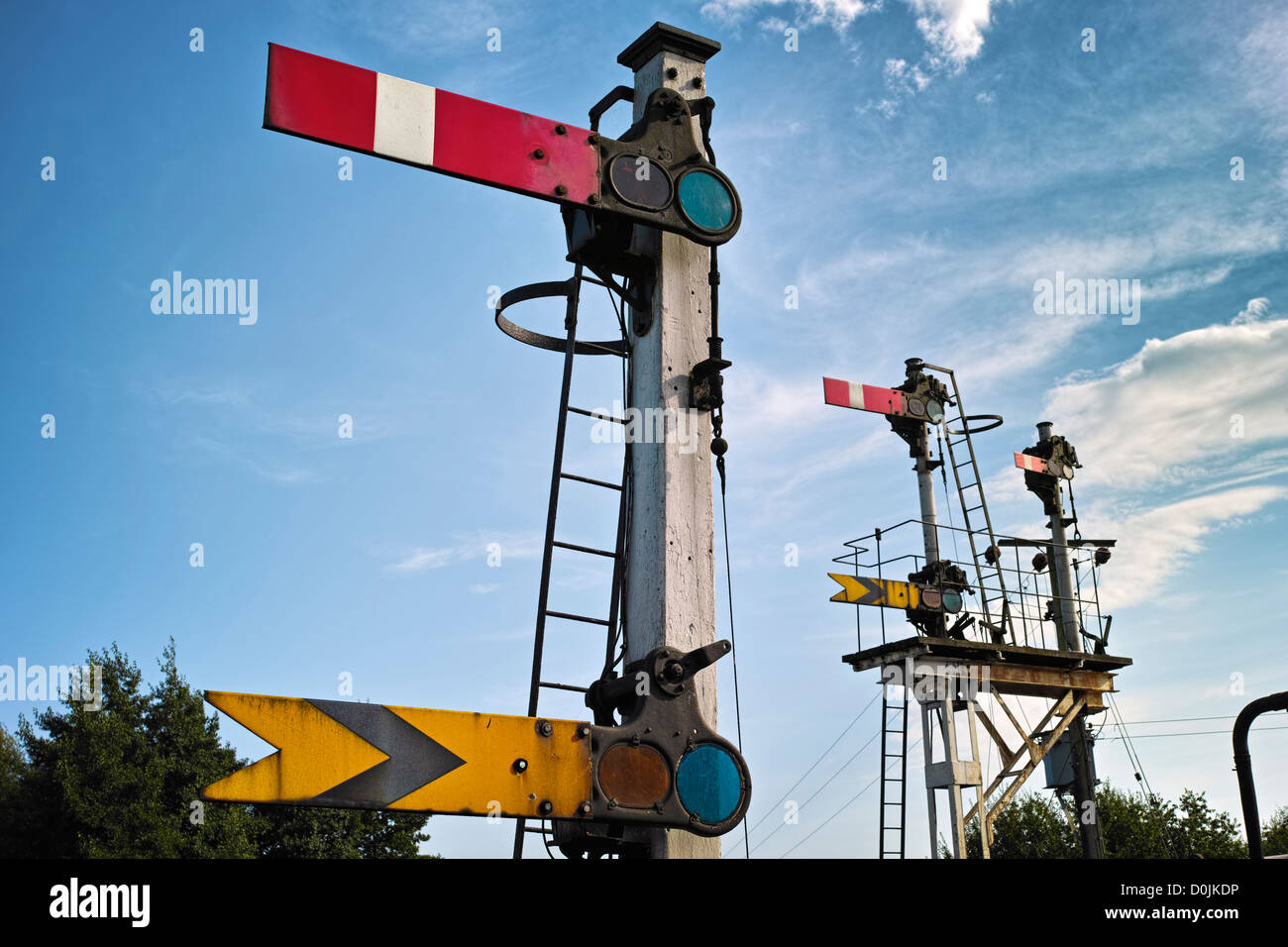Signals on the Colne Valley and Halstead railway. Stock Photo