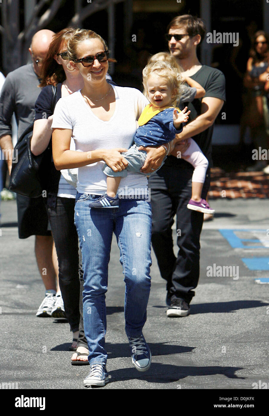 Tobey Maguire And His Wife Jennifer Meyer With Their Daughter Ruby Sweetheart And Son Otis Tobias Leaving Fred Segal In West Stock Photo Alamy