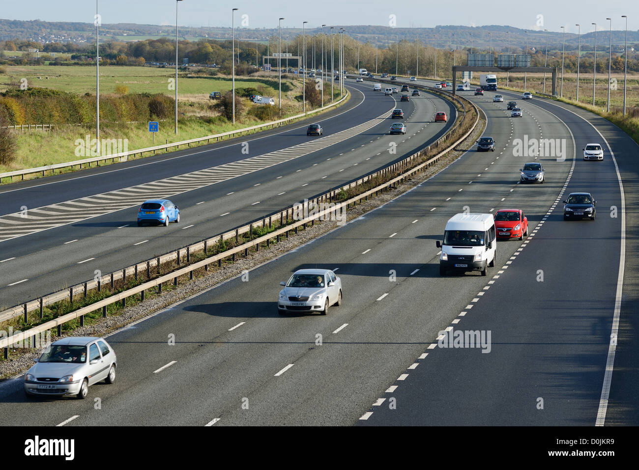 Light traffic on the M56 motorway in Cheshire UK Stock Photo