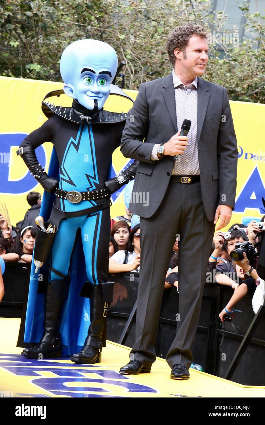 Megamind and Will Ferrell DreamWorks Animation breaks the Guinness World Record for the largest Superhero gathering in Stock Photo