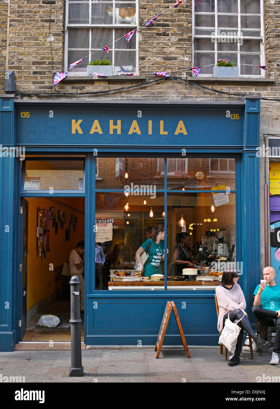 Exterior of Kahaila Community Cafe in Brick Lane. Stock Photo