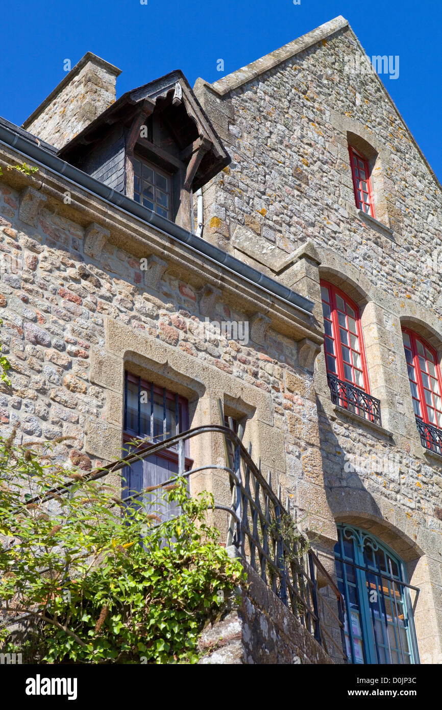 houses inside the mont saint michel in the north of france Stock Photo