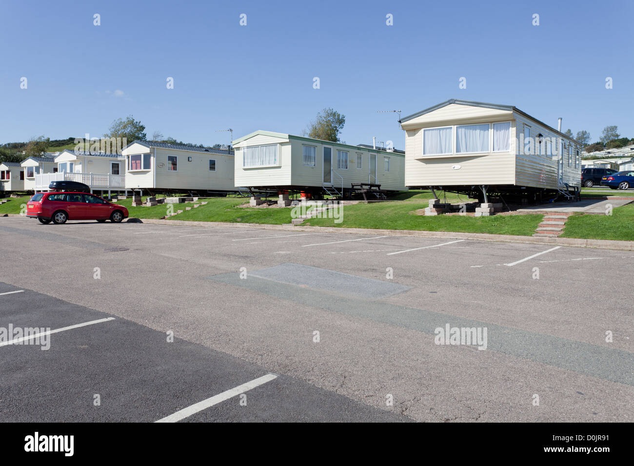 Sandy Bay, UK: Holiday caravans near Sandy Bay in the South West Stock Photo