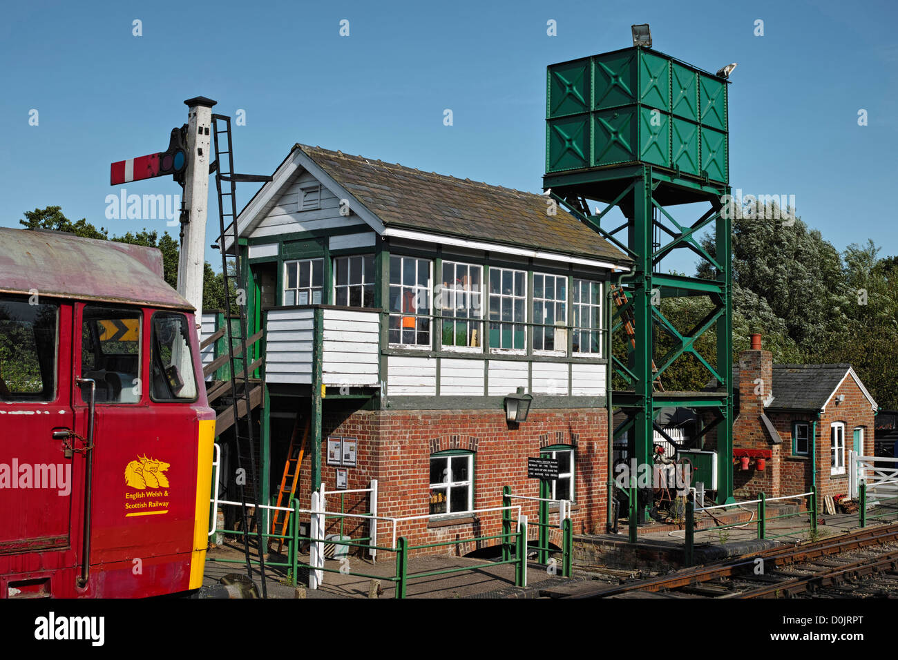 A signal box on the Colne Valley and Halstead railway. Stock Photo