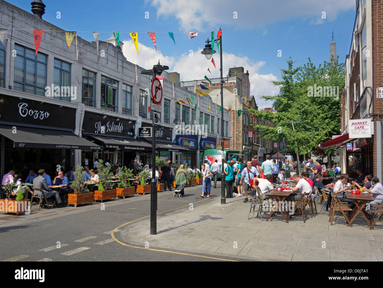 Cafe society in Whitecross Street. Stock Photo